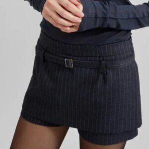 The Frankie Shop London Flat Micka Dark Gray Pinstripe Skort L